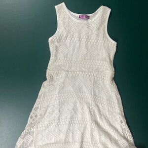Aqua girls off white lace dress